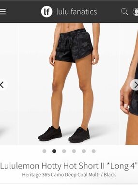 lululemon athletica Hotty Hot Short II - Deep Coal Camo / Black